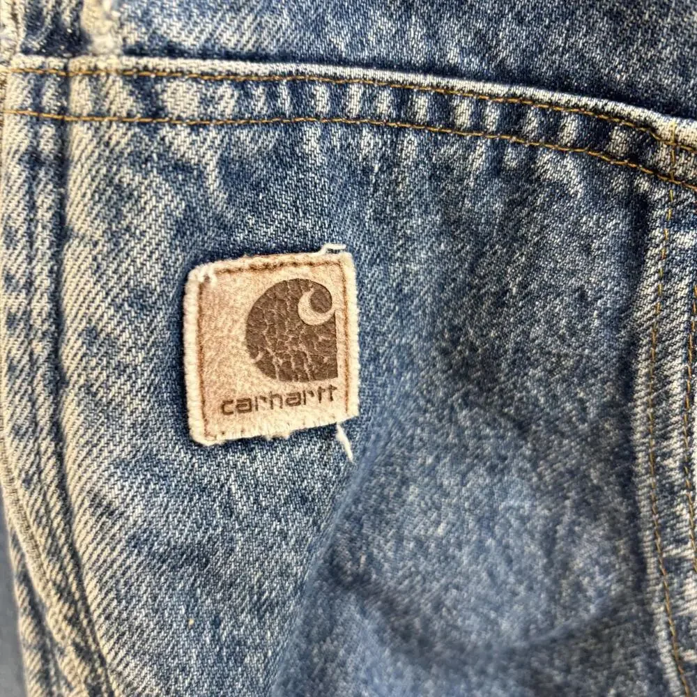 Vtg 2003 Carhartt denim hooded flannel lined jacket - Picture 4 of 12